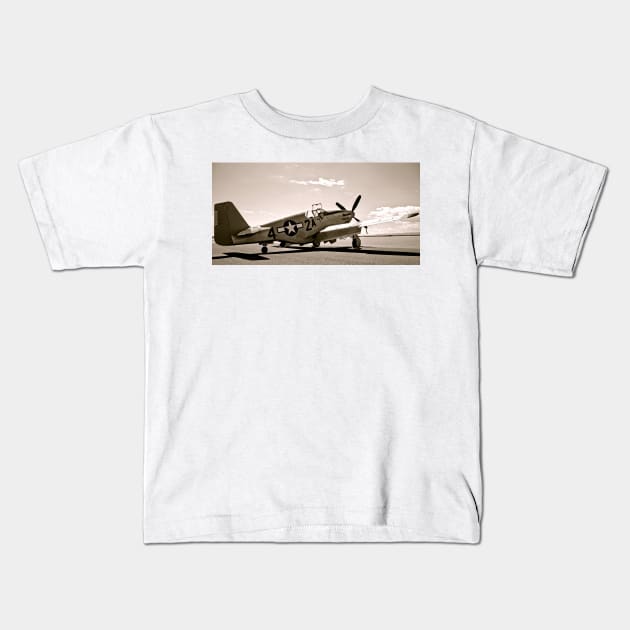 Tuskegee P-51 Mustang Vintage Fighter Plane Kids T-Shirt by Scubagirlamy